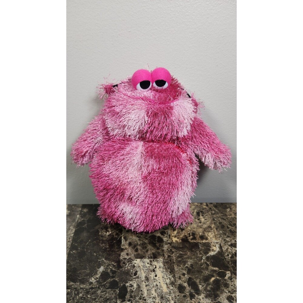 Furgles Pink Shaggy Monster Plush Alien Belly CD Case DVD Holder